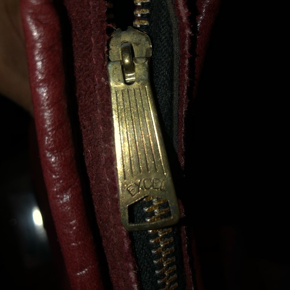 Vintage Burgundy, suede-leather Crossbody purse. - Picture 11 of 16